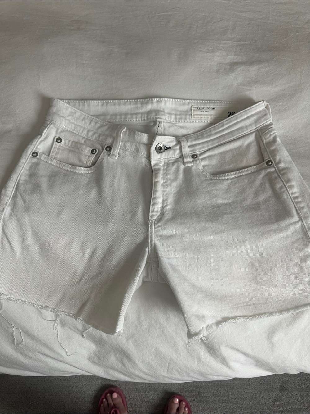 rag & bone White Denim Cutoff Shorts